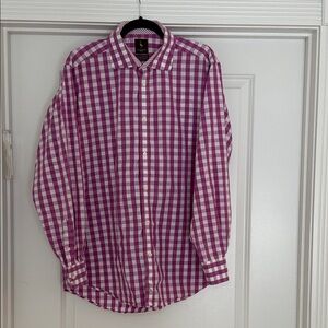 Tailorbyrd Men's Pink and White Checkered Shirt